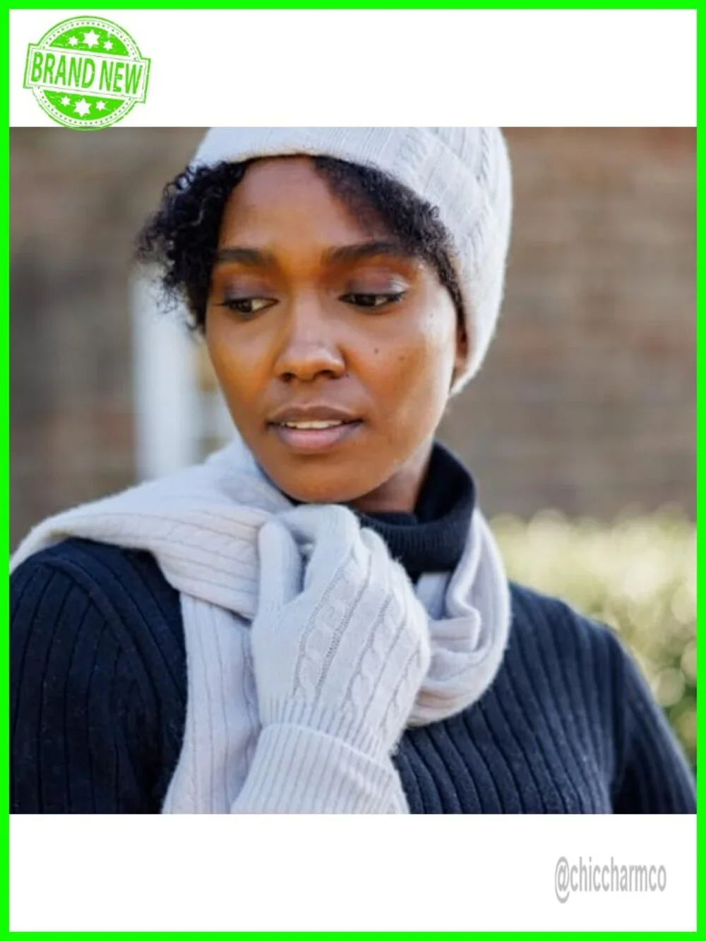 100% Pure Cashmere Cable Knit Gloves for Women